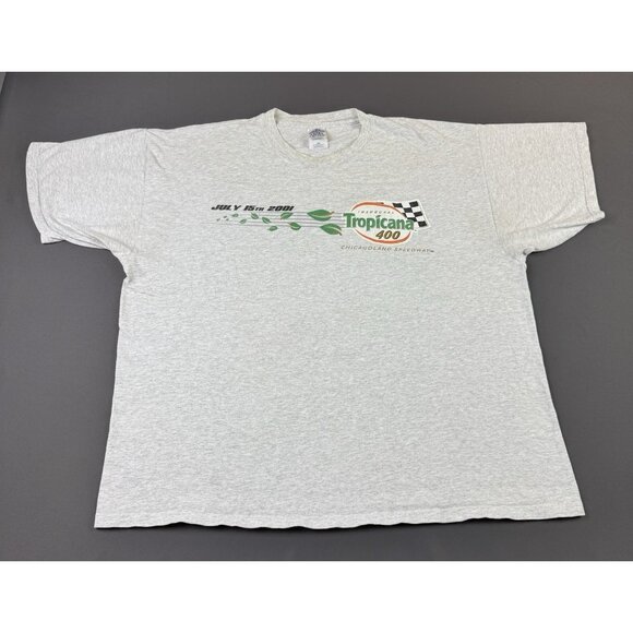 Rare Vintage Y2K Nascar Tropicana 400 Chicago Blues Car Racing Grey 2XL Shirt T - Picture 2 of 14